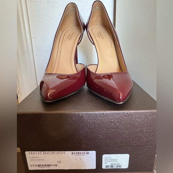 Gucci Dark Red Patent Leather Heels - Size 38 - New in Box - Picture 4 of 9